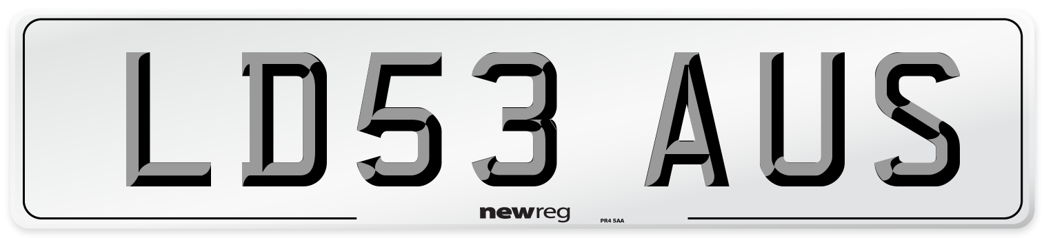 LD53 AUS Number Plate from New Reg